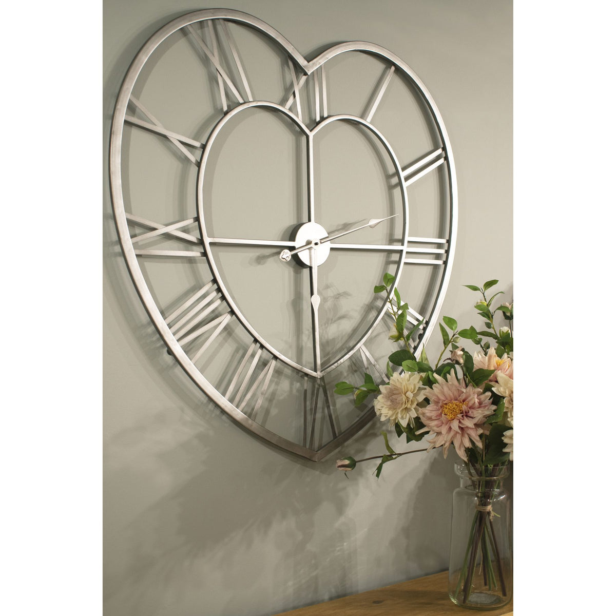 Silver Heart Skeleton Wall Clock - image 5