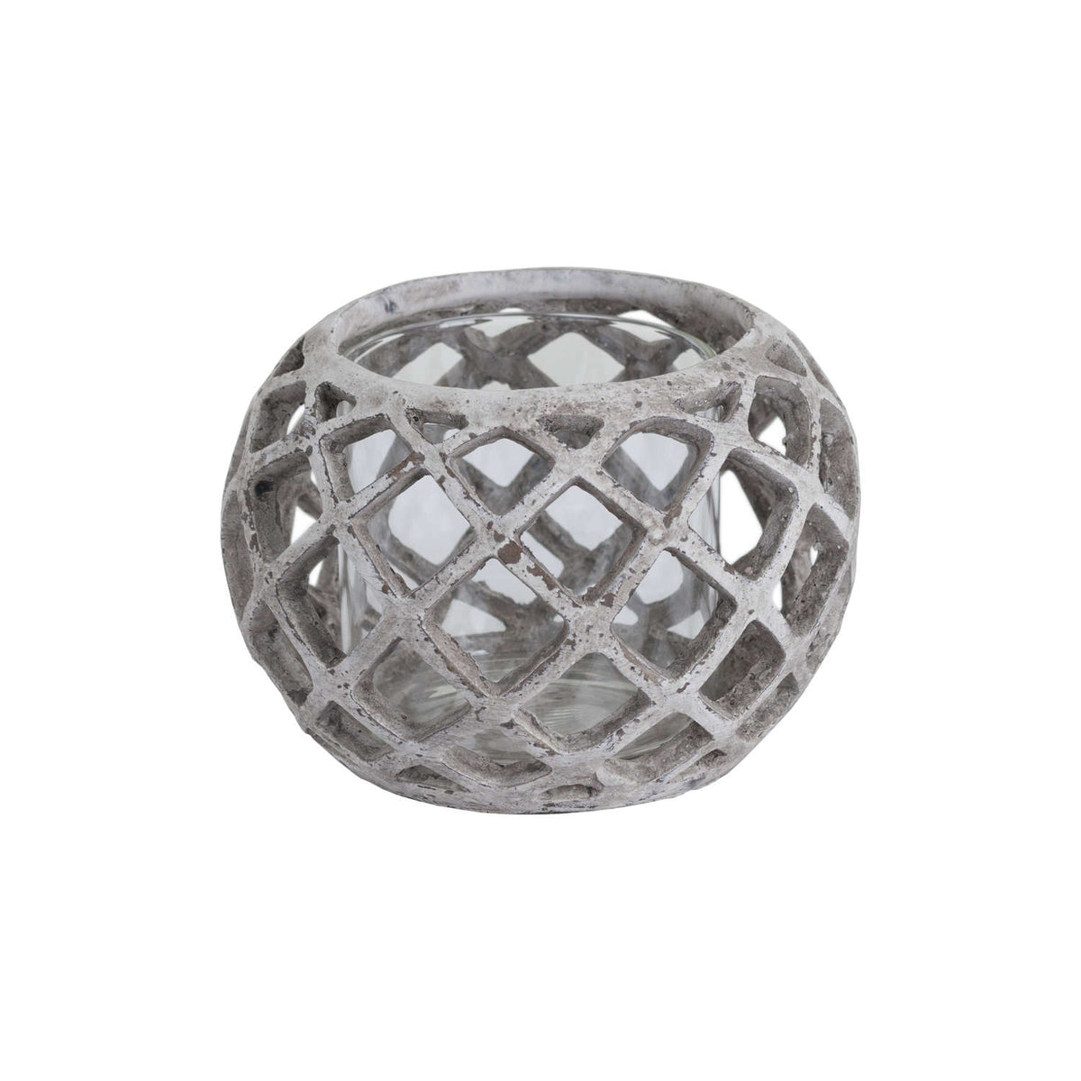Large Round Ceramic Lattice Hurricane Lantern - image 1