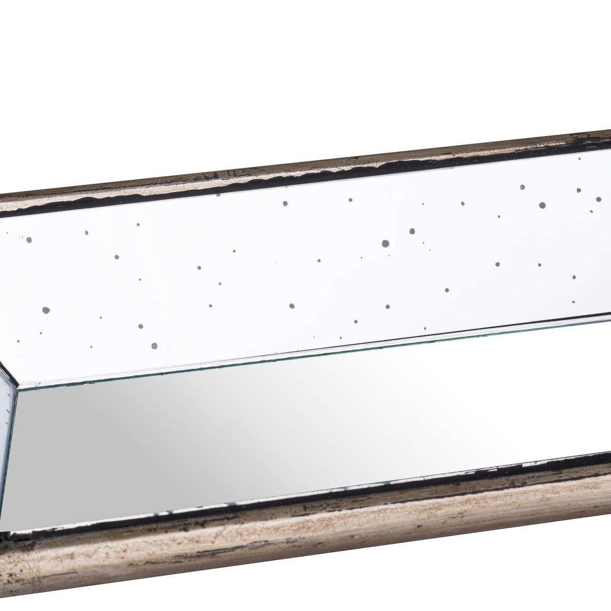 Astor Distressed Mirrored Display Tray With Wooden Detailing - image 2