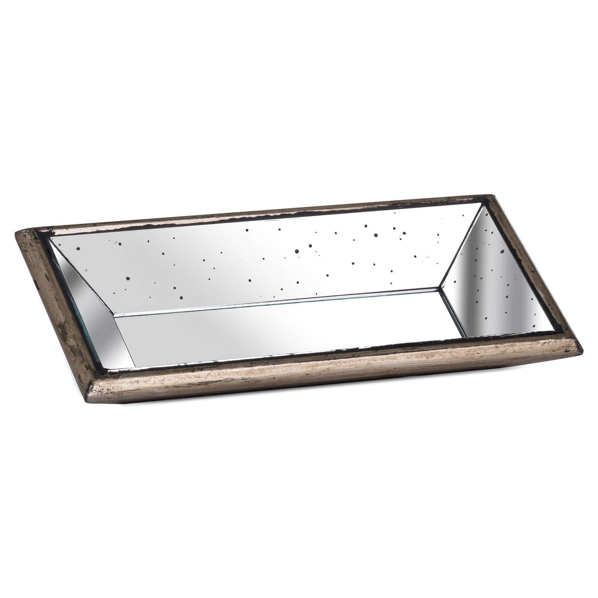 Astor Distressed Mirrored Display Tray With Wooden Detailing - image 1