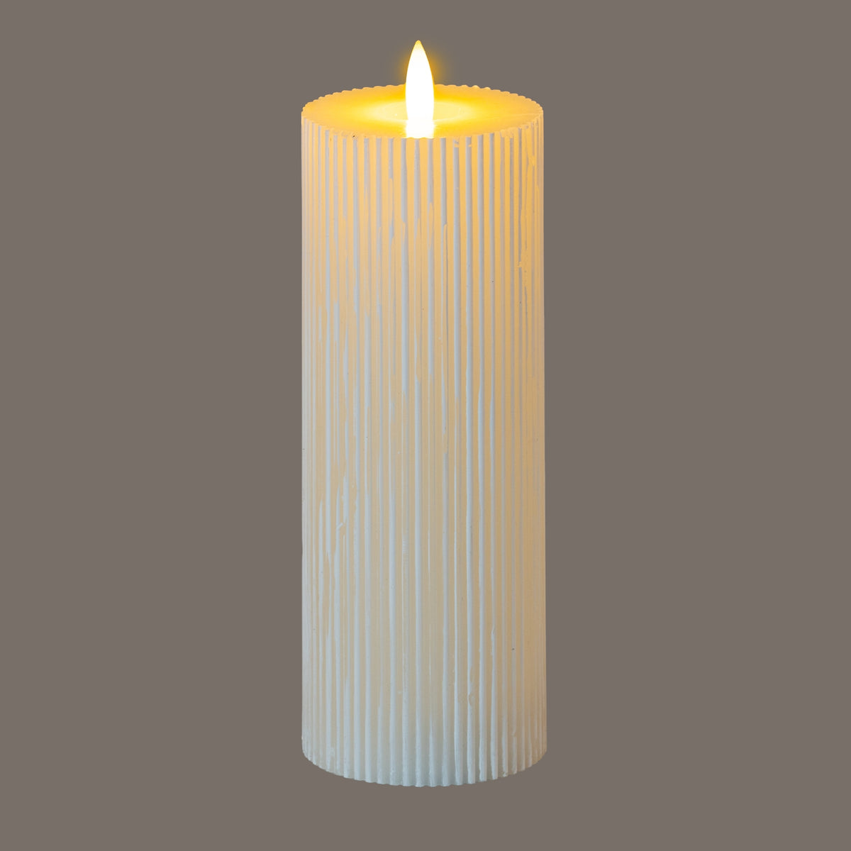 Luxe Collection Natural Glow 3x8 Textured Ribbed LED Candle - image 2