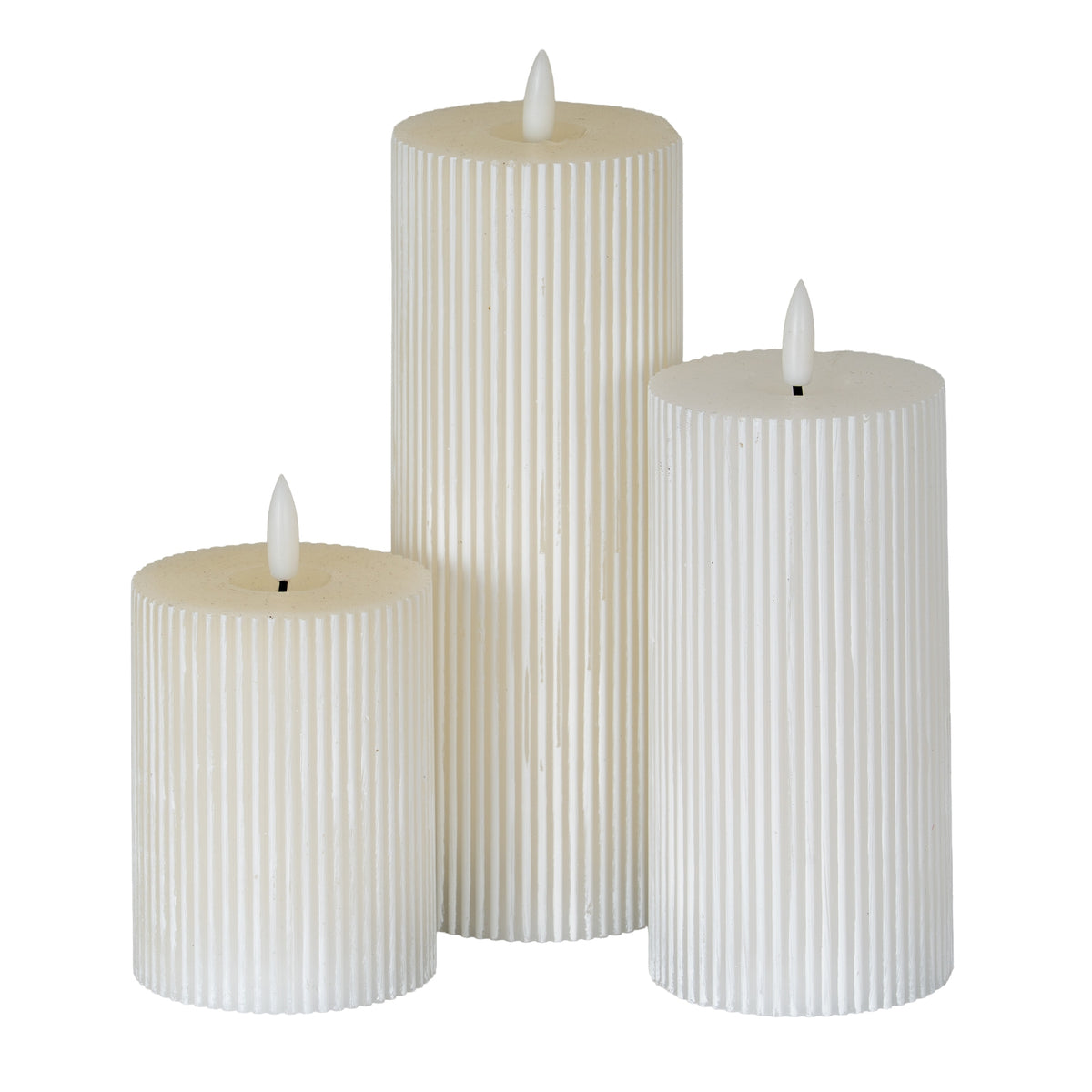 Luxe Collection Natural Glow 3x8 Textured Ribbed LED Candle - image 3
