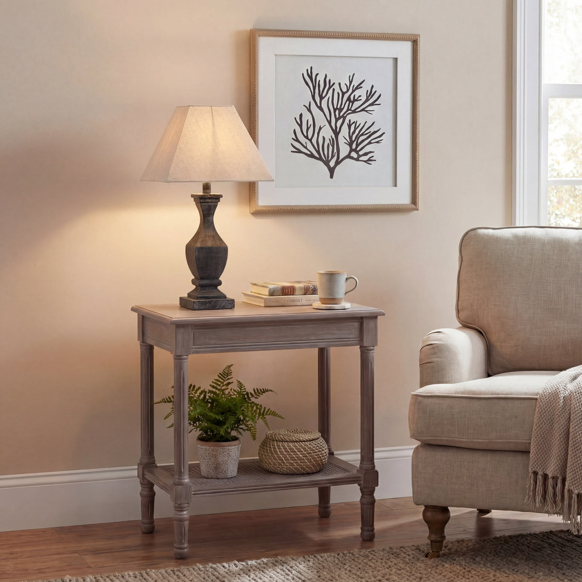 Incia Fluted Wooden Table Lamp - image 1