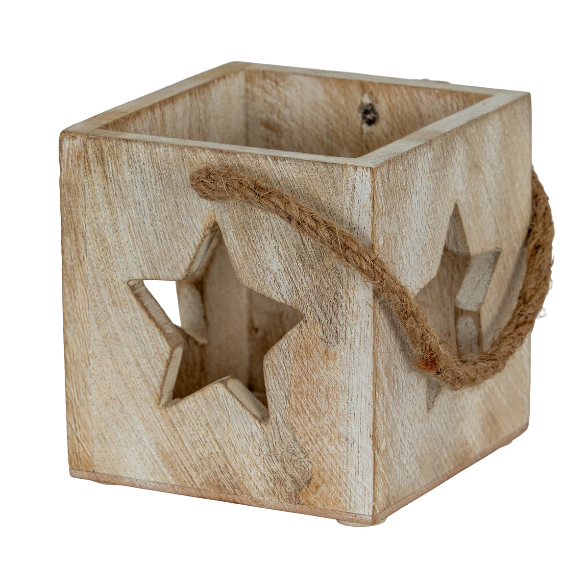 Washed Wood Star Tealight Candle Holder - image 1