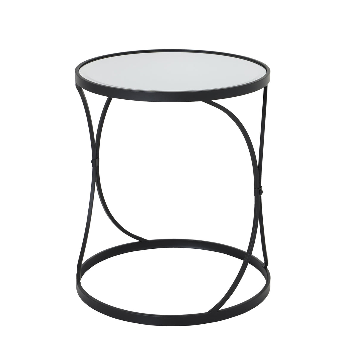 Concaved Set Of Two Black Mirrored Side Tables - image 2