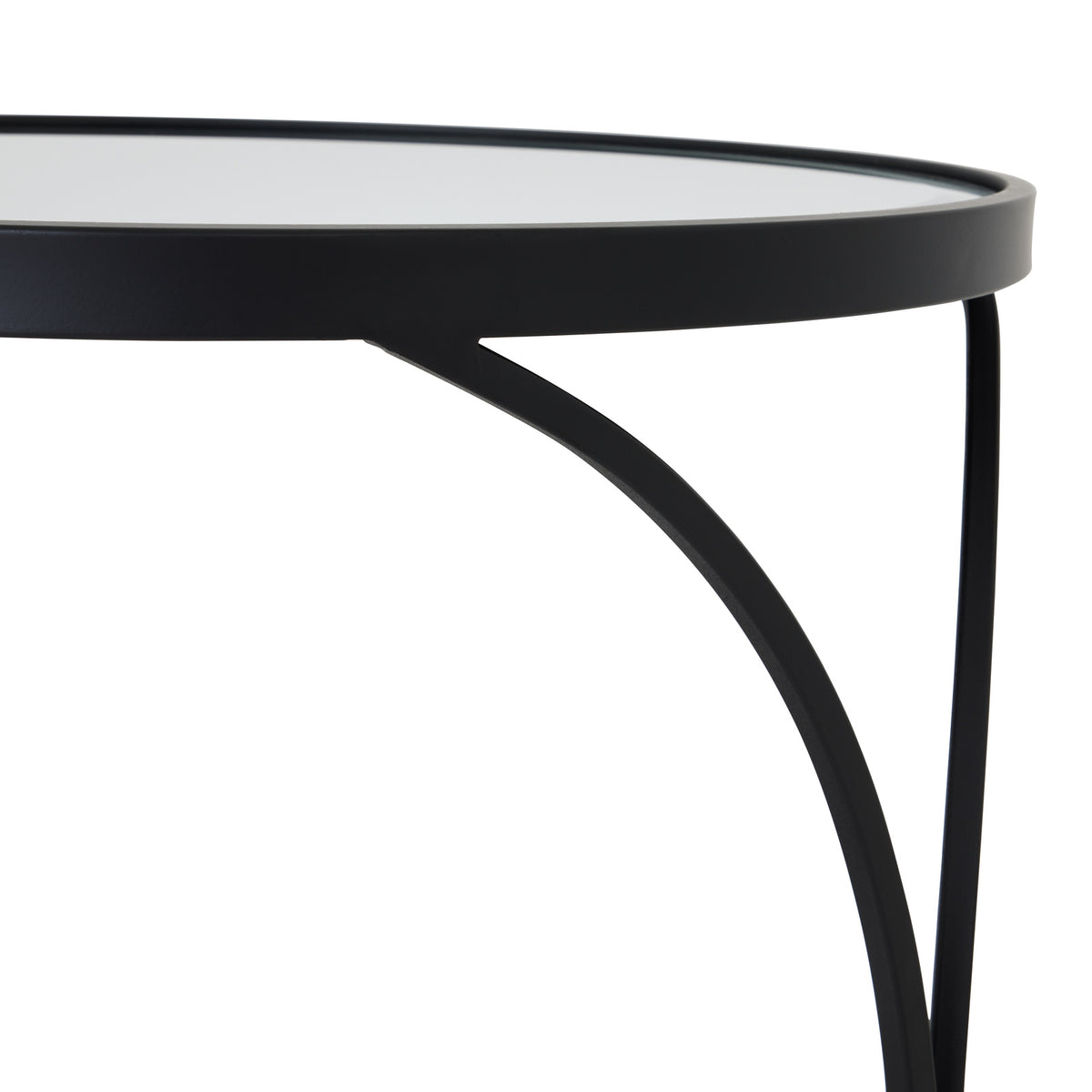 Concaved Set Of Two Black Mirrored Side Tables - image 4