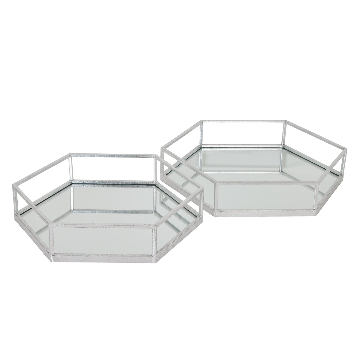 Silver Hexagon Set Of Two Trays - image 1