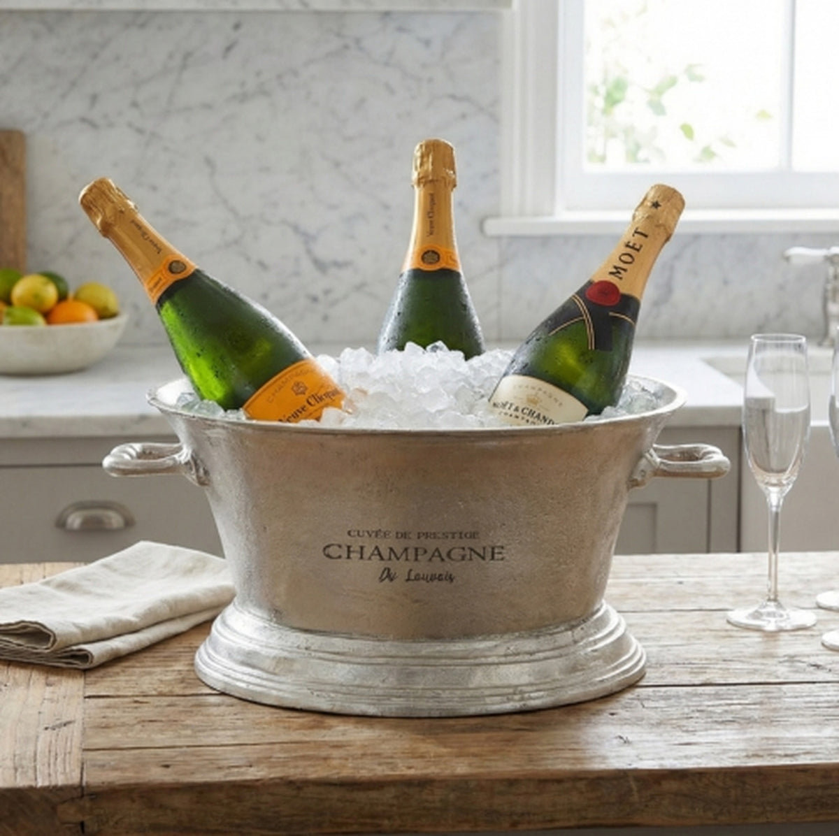 Large Antique Pewter Champagne Cooler - image 1