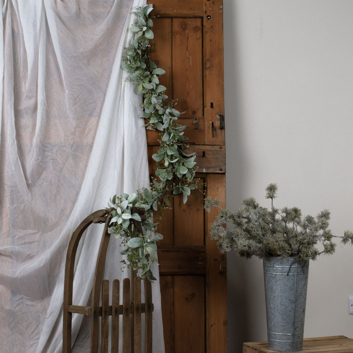 Winter Garland With Lambs Ear And Wax Flower - image 3