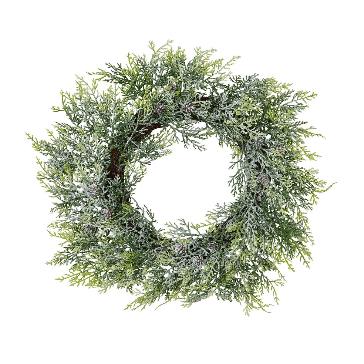 Frosted Pine Wreath With Pinecones - image 1