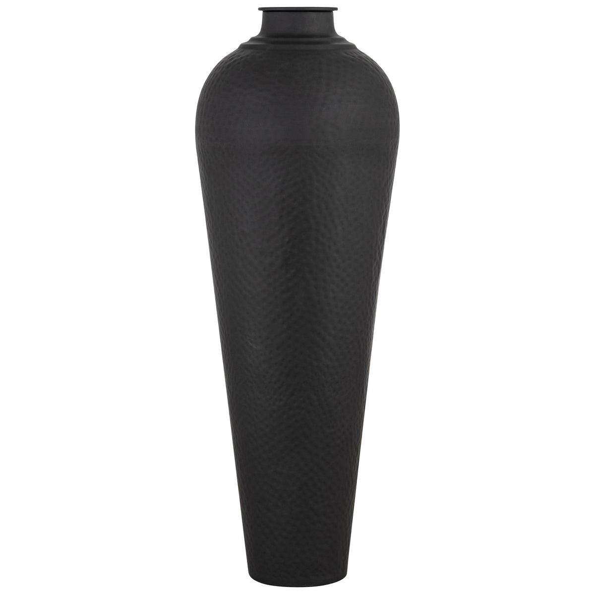 Matt Black Large Hammered Vase With Lid - image 2