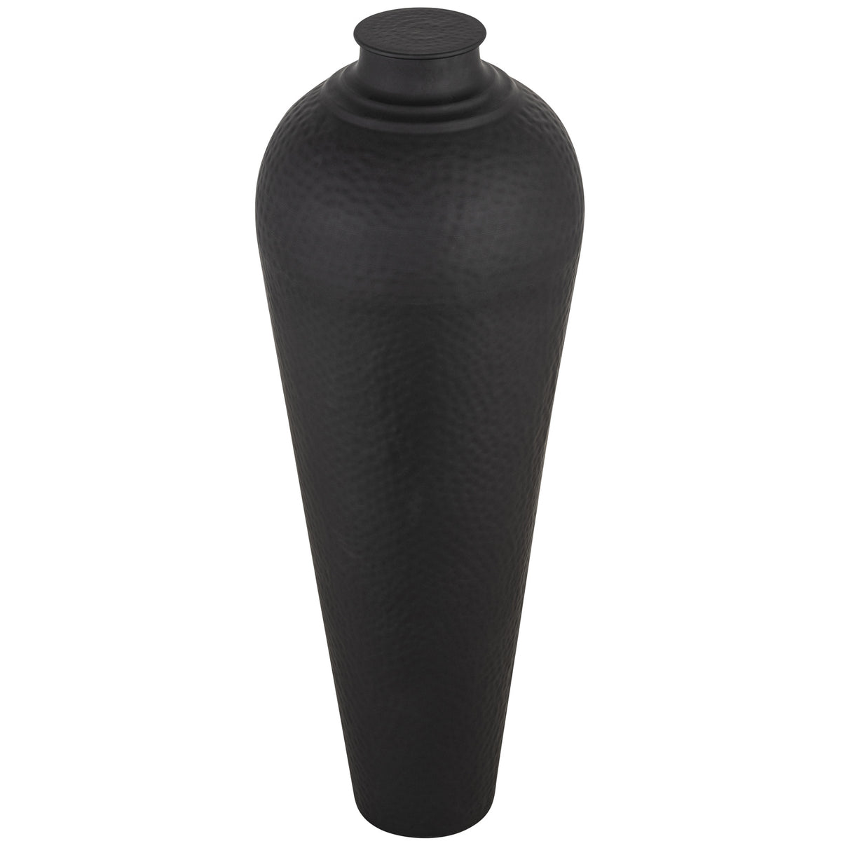 Matt Black Large Hammered Vase With Lid - image 3