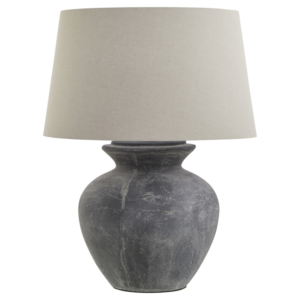 Amalfi Grey Round Table Lamp With Linen Shade - image 2