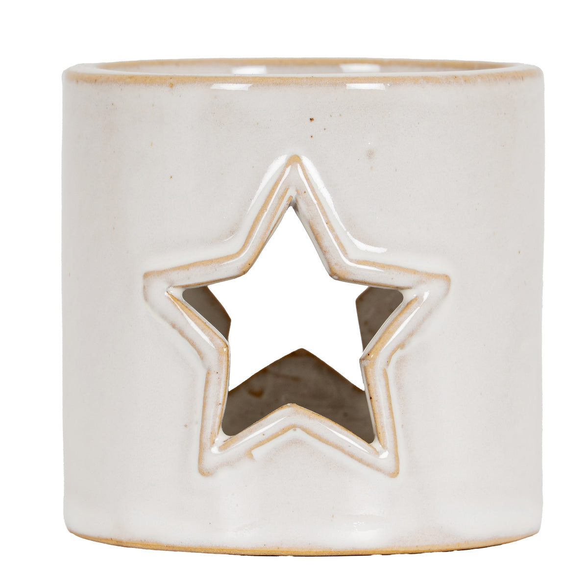 White Ceramic Star Cut-Out Tealight Holder - image 3