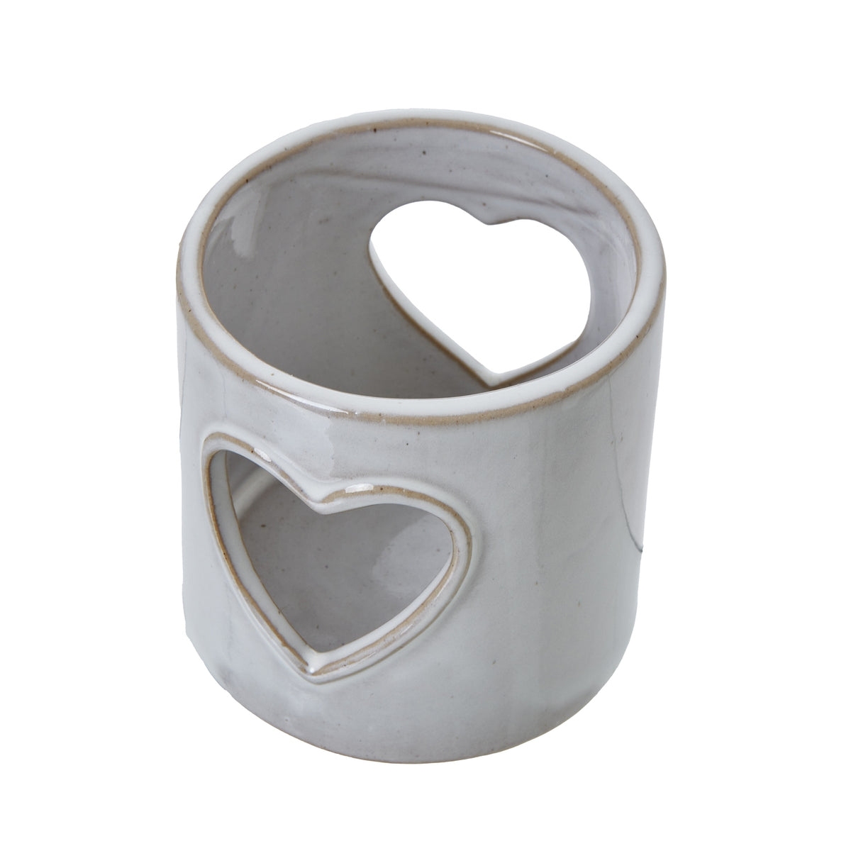 White Ceramic Heart Cut-Out Tealight Holder - image 2