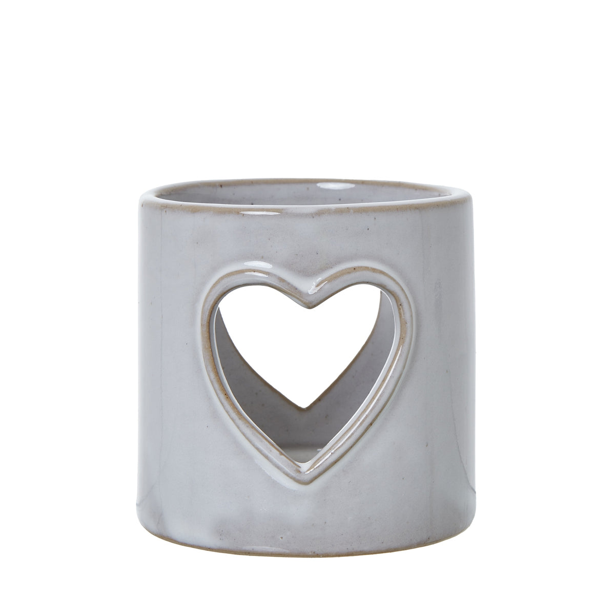 White Ceramic Heart Cut-Out Tealight Holder - image 1
