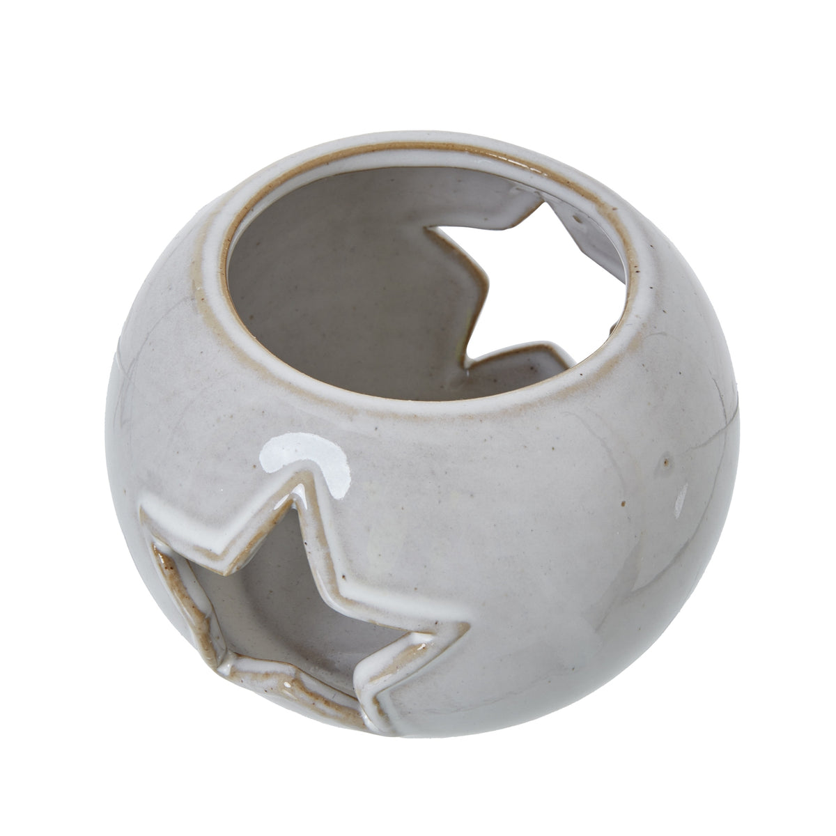 White Ceramic Star Cut-Out Round Tealight Holder - image 2