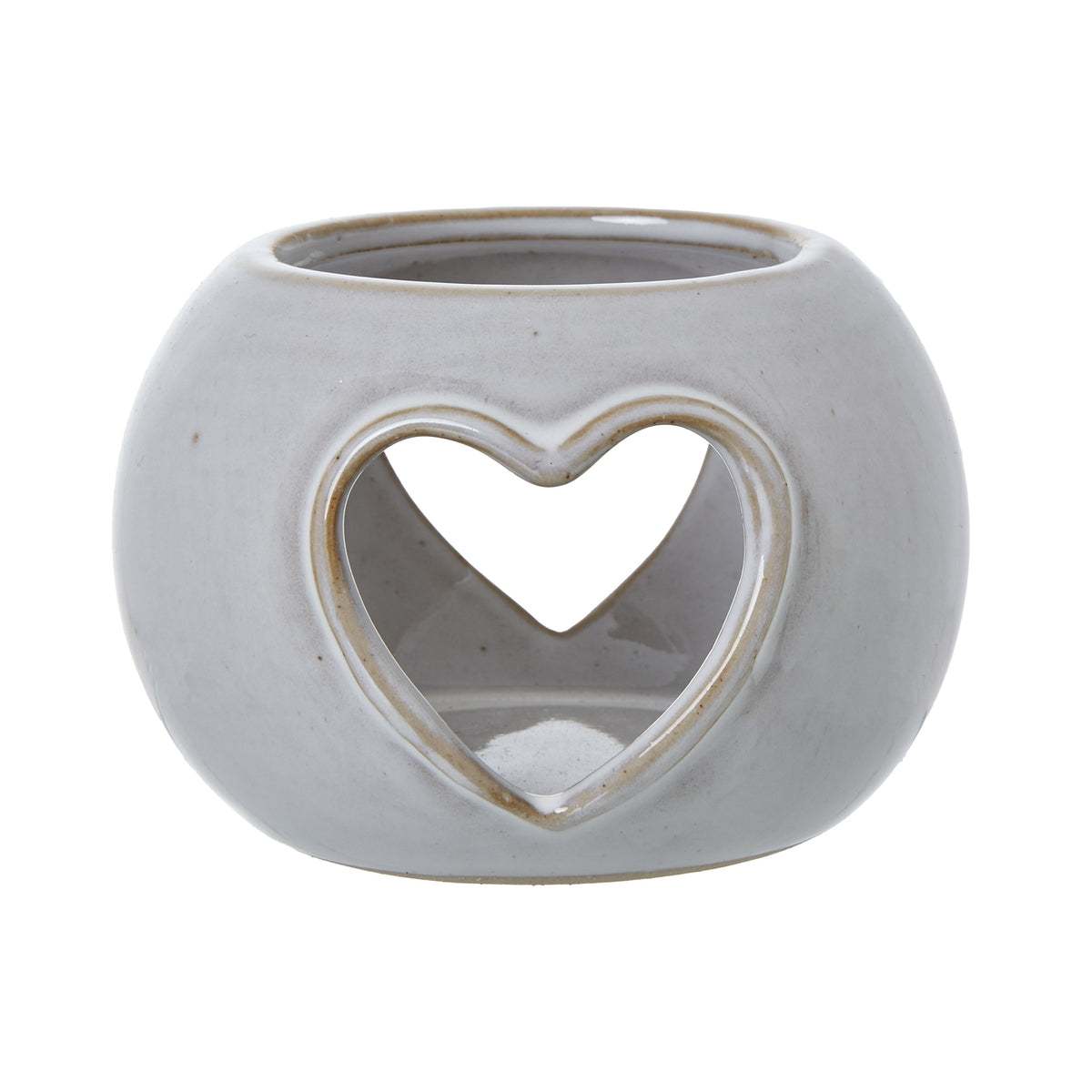 White Ceramic Heart Cut-Out Round Tealight Holder - image 1