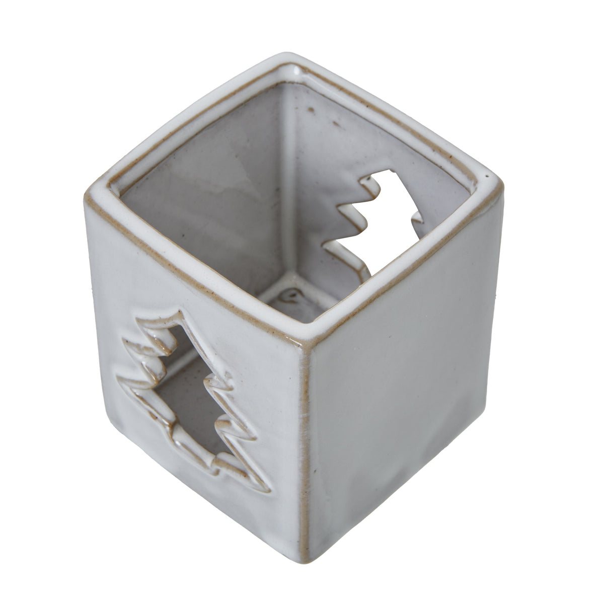 White Ceramic Tree Cut-Out Square Tealight Holder - image 3