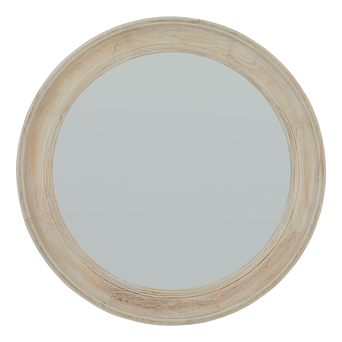 Washed Wood Round Framed Mirror - image 1