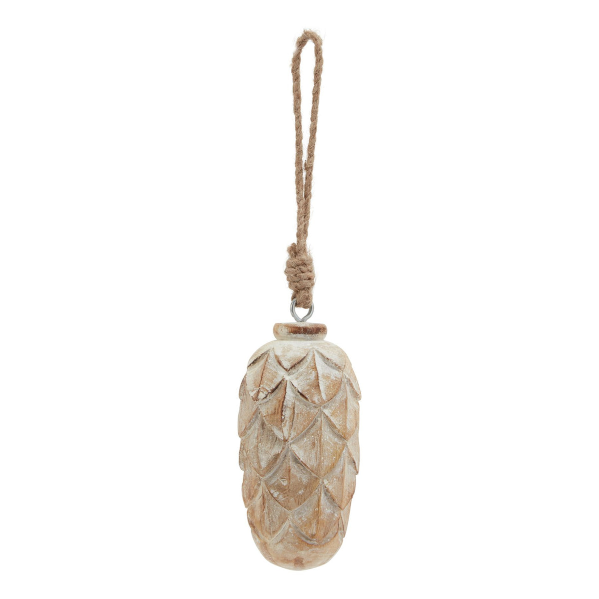 Antique White Wash Pine Cone Bauble - image 1