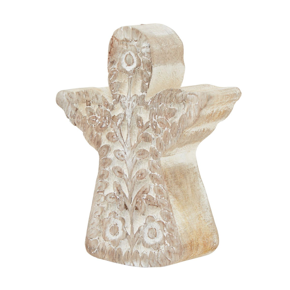 White Wash Collection Patterned Large Angel Decoration - image 1
