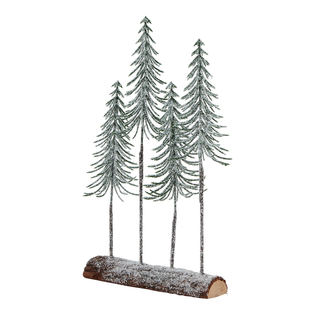 Medium Snowy Spindle Tree Quad In Wood Log - image 1