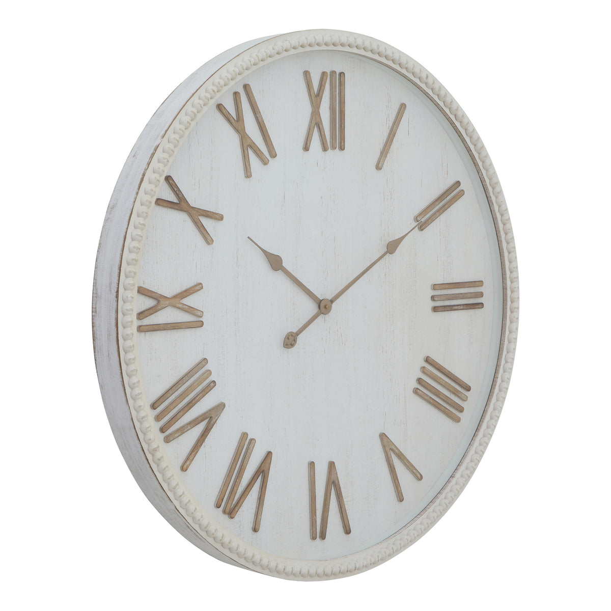 Large Rustic White Clock With Beaded Frame - image 2