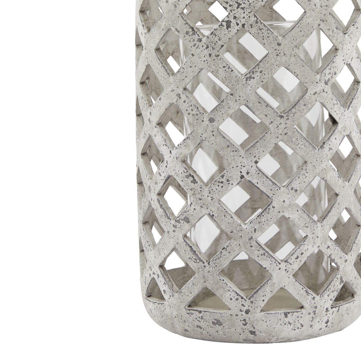 Large Grey Stone Effect Hurricane Lantern - image 3