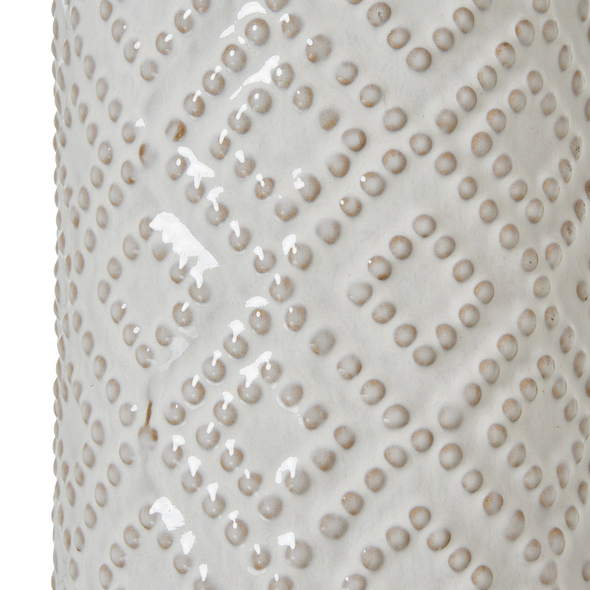 White Beaded Ceramic Lamp With Linen Shade - image 3