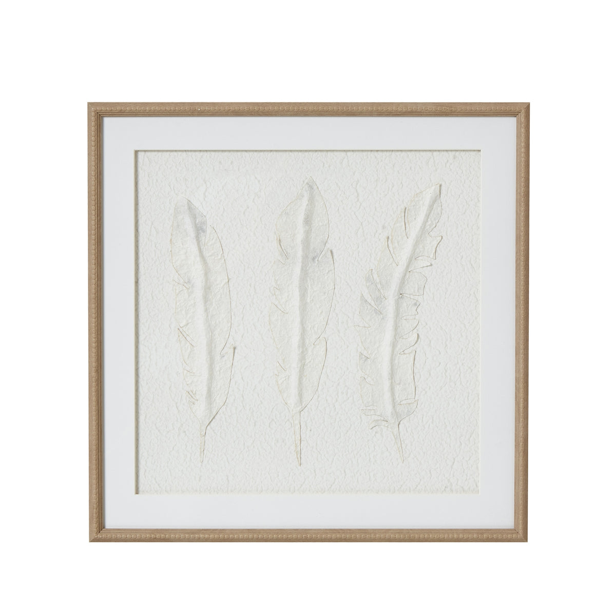 Solli White Feathers Art Mounted In Beaded Frame - image 1