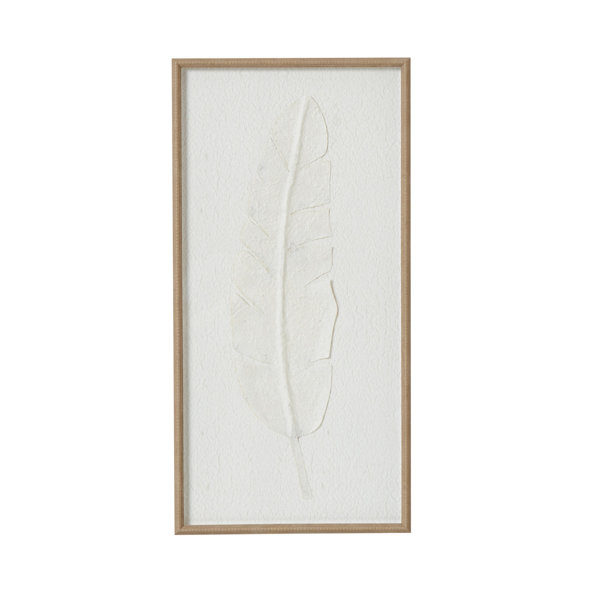 Large Quill White Feather Art Mounted In Beaded Frame - image 2