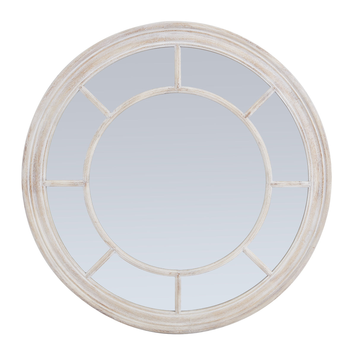 Washed Wood Framed Round Mirror - image 1