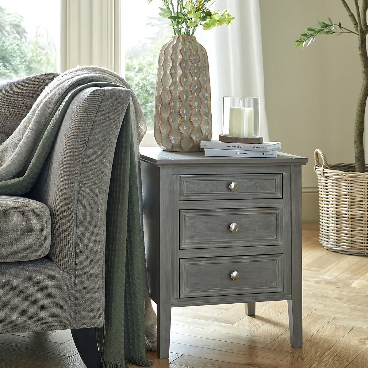The Serene Collection Three Drawer Bedside Table - image 1