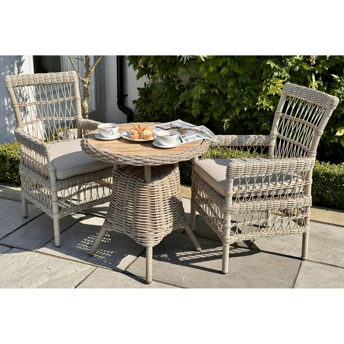Amalfi Collection Outdoor Bistro Table With Wood Top - image 2