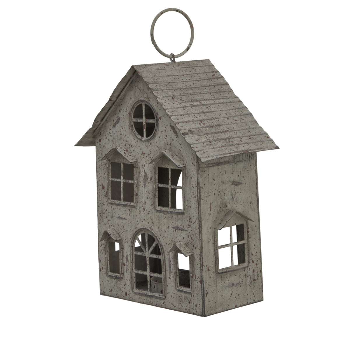 Rustic Metal Hanging House Tealight With Glass Votive - image 2