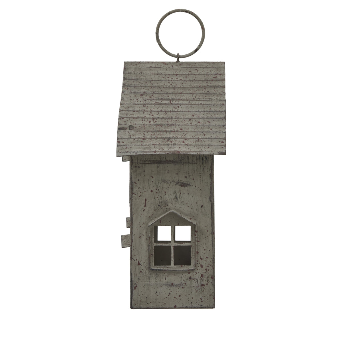 Rustic Metal Hanging House Tealight With Glass Votive - image 3