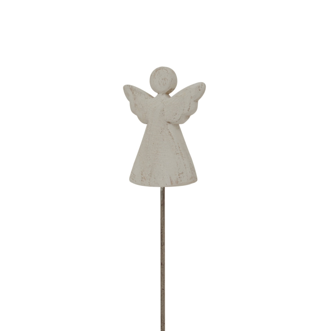 Whitewashed Rustic Angel On Stand - image 3