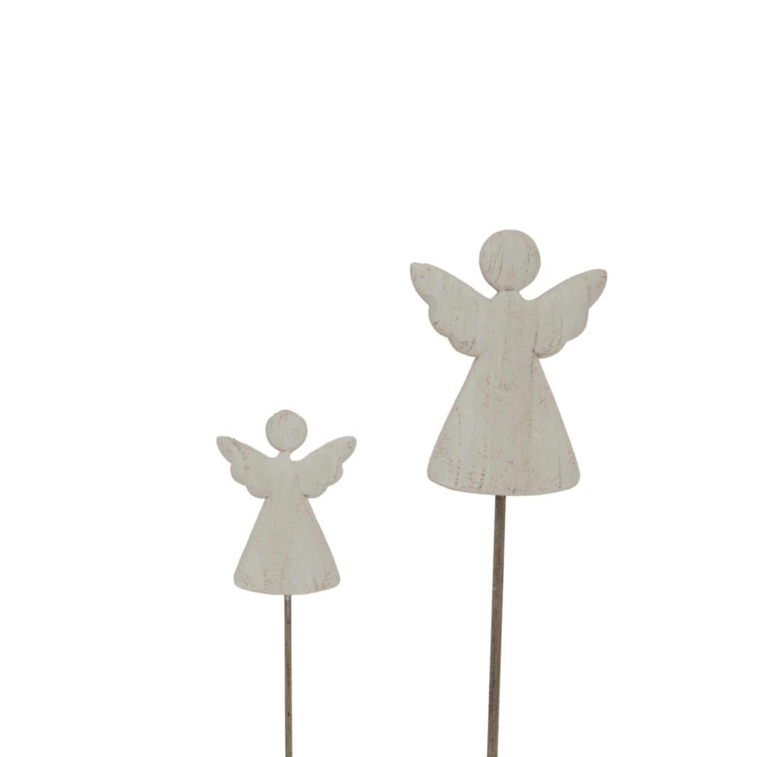 Large Whitewashed Rustic Angel On Stand - image 5