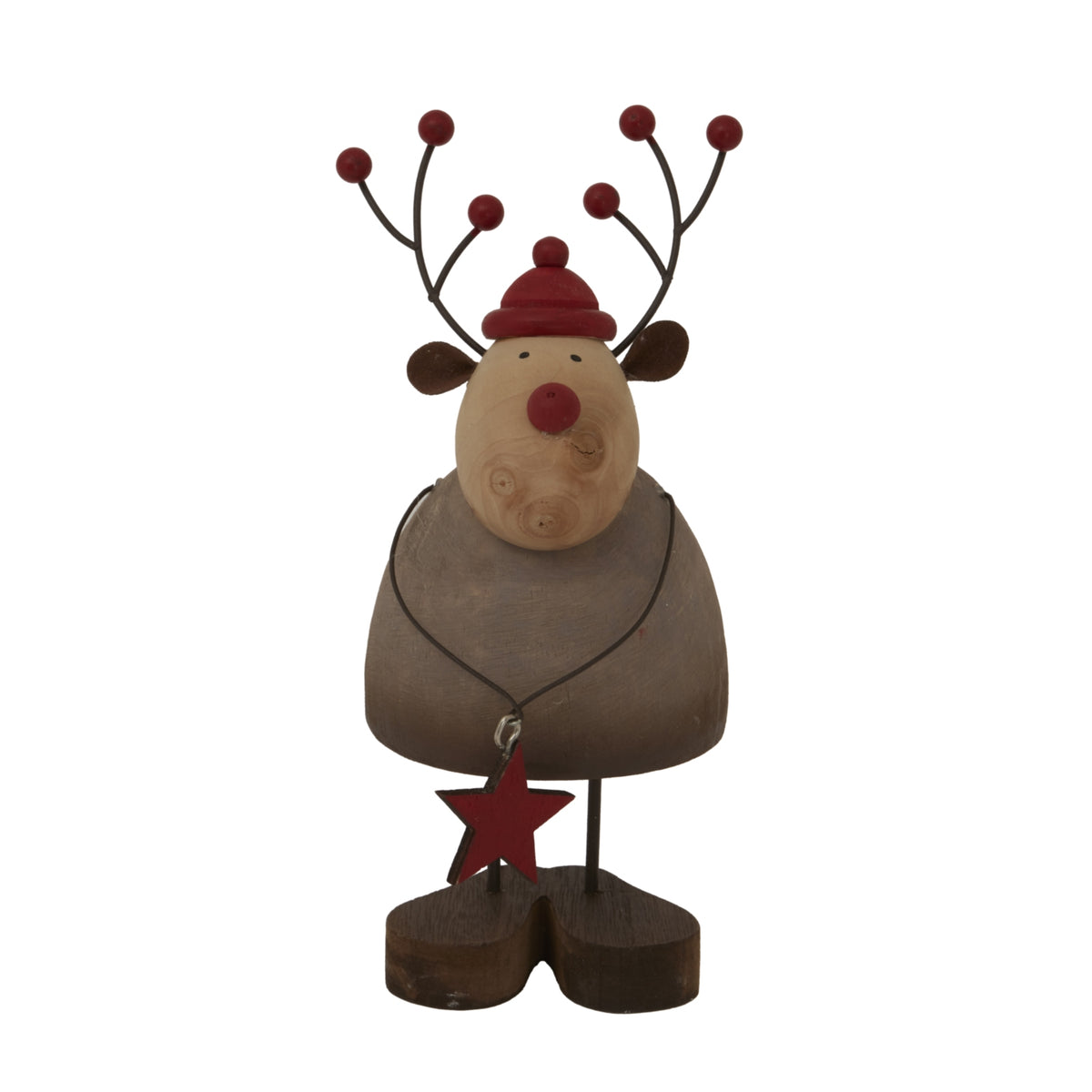 Large Rustic Reindeer With Star Decoration - image 1