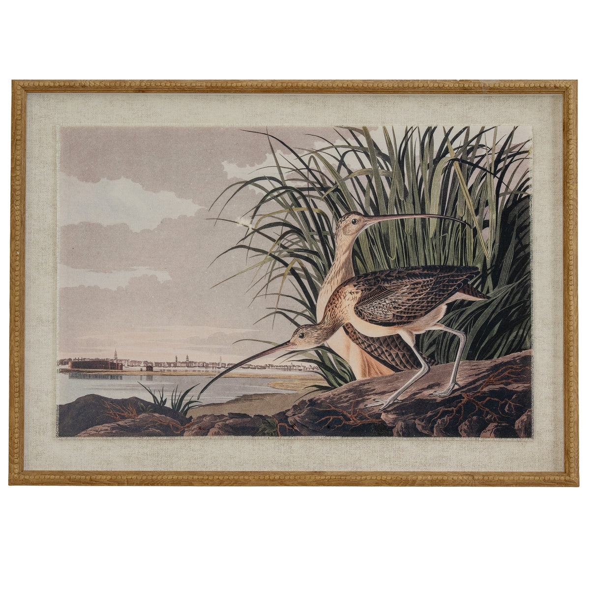 Flora & Fauna Collection Curlews On Linen In Beaded Frame - image 1