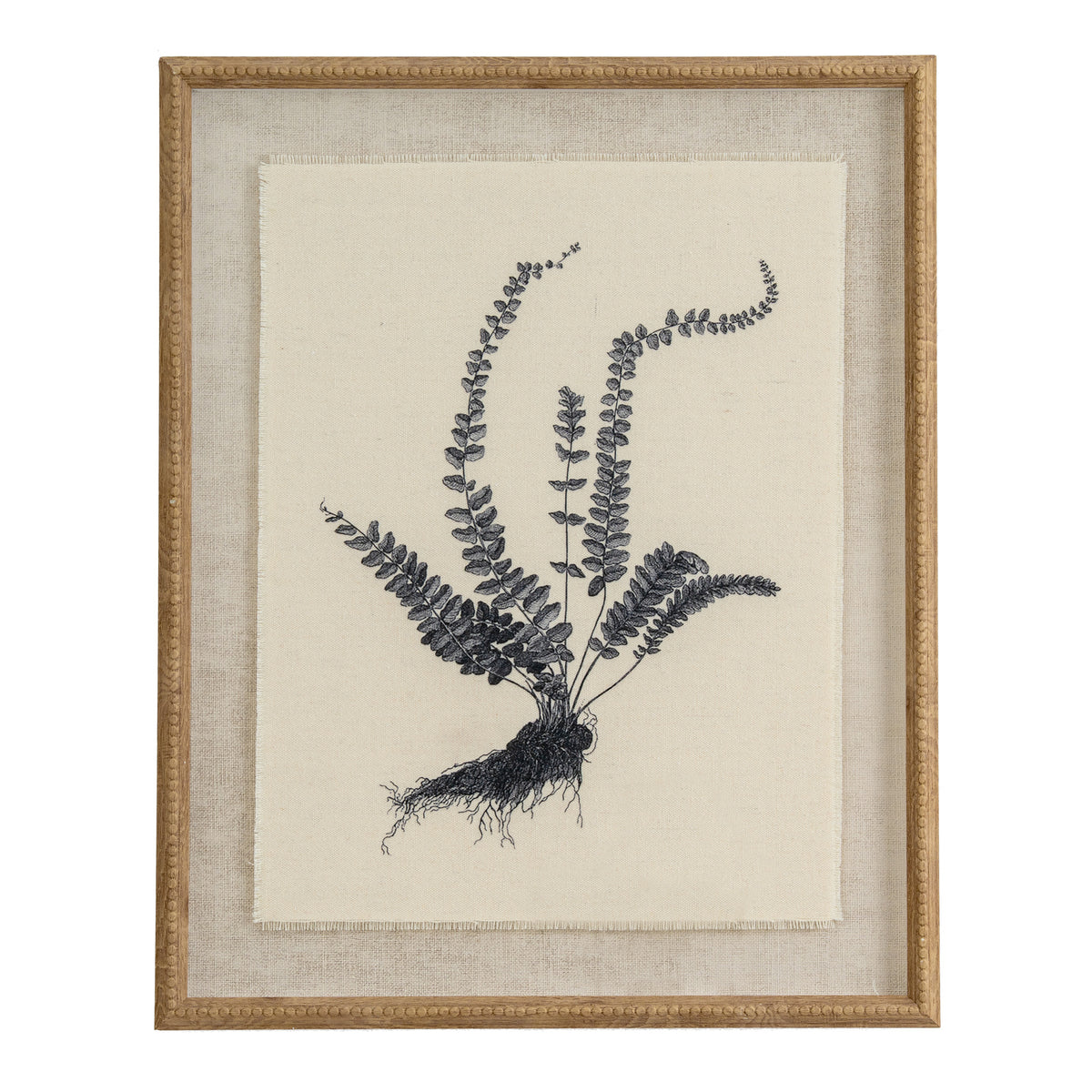 Flora & Fauna Collection Spleenwort On Linen In Beaded Frame - image 1