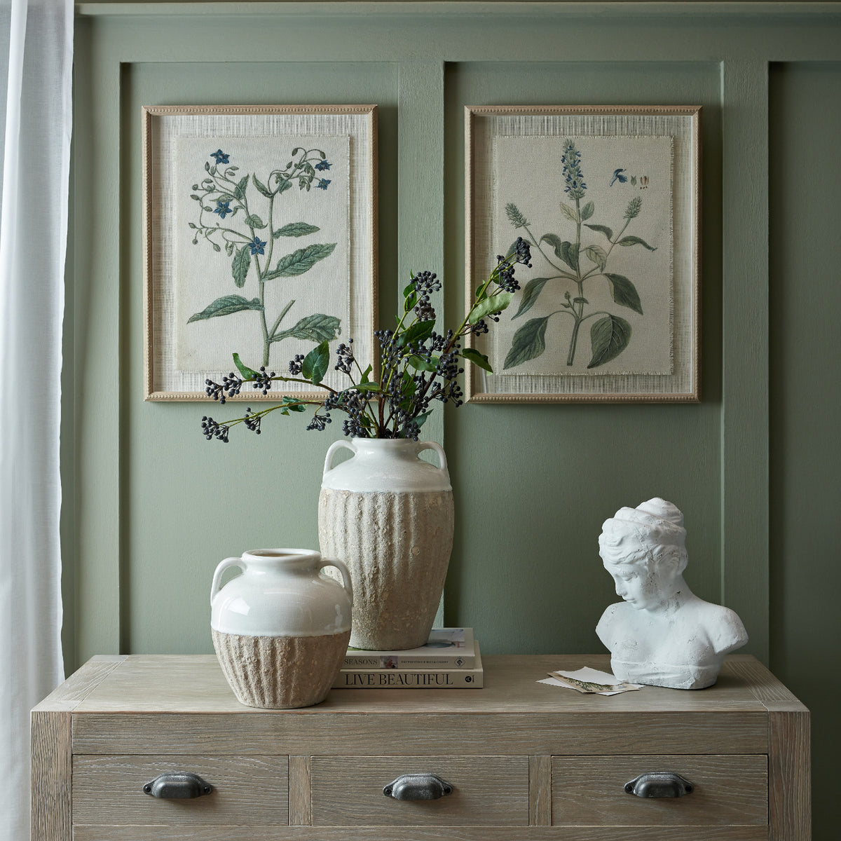 Flora & Fauna Collection Salvia On Linen In Beaded Frame - image 4