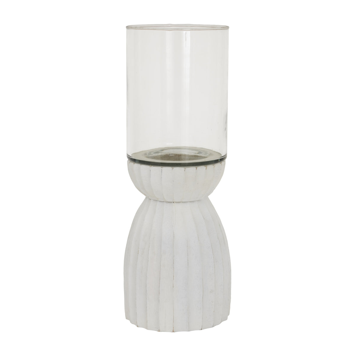 Large White Carved Hurricane Lantern - image 2
