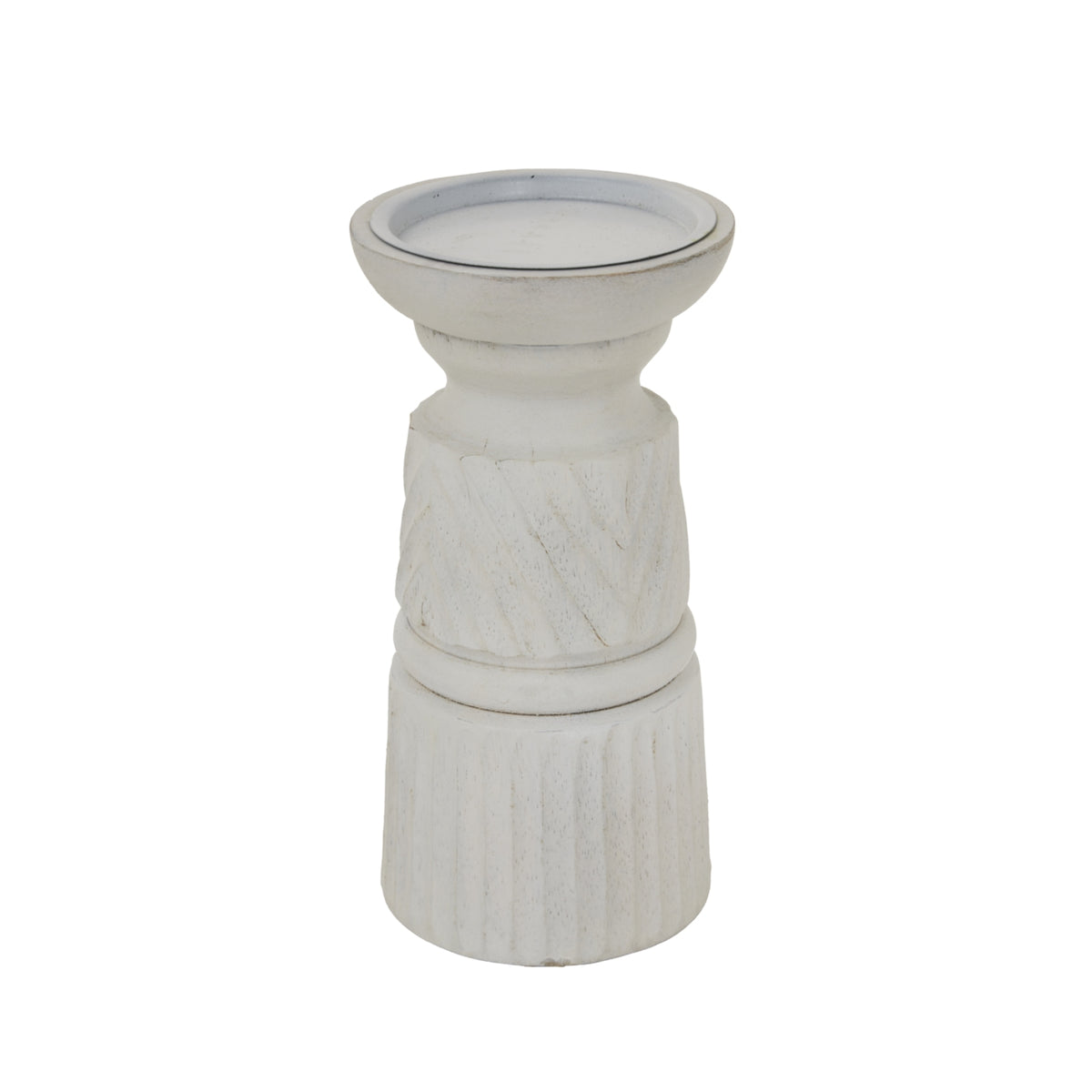 White Carved Candle Holder - image 3