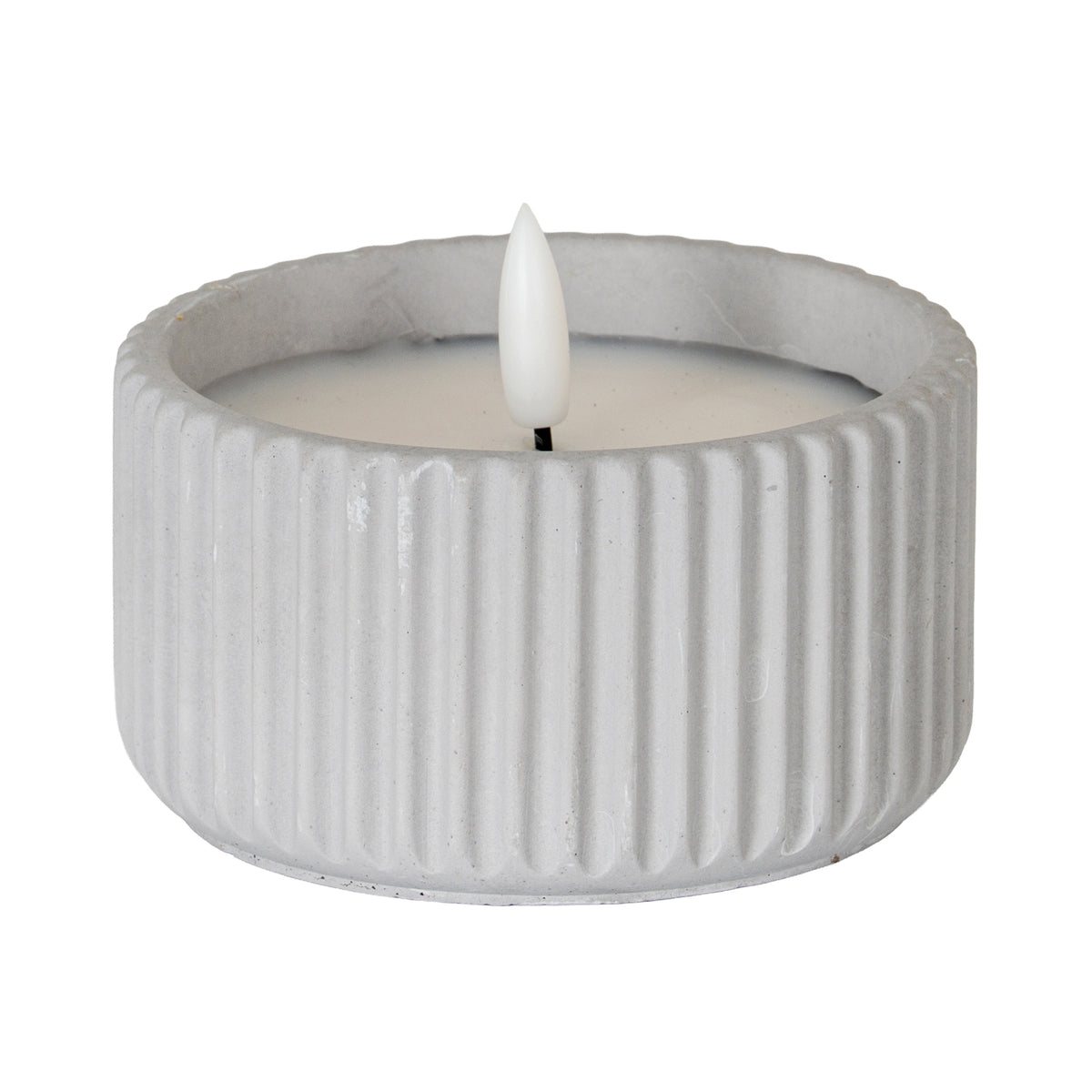Luxe Collection Natural Glow Chalk Ribbed Small Led Candle - image 1