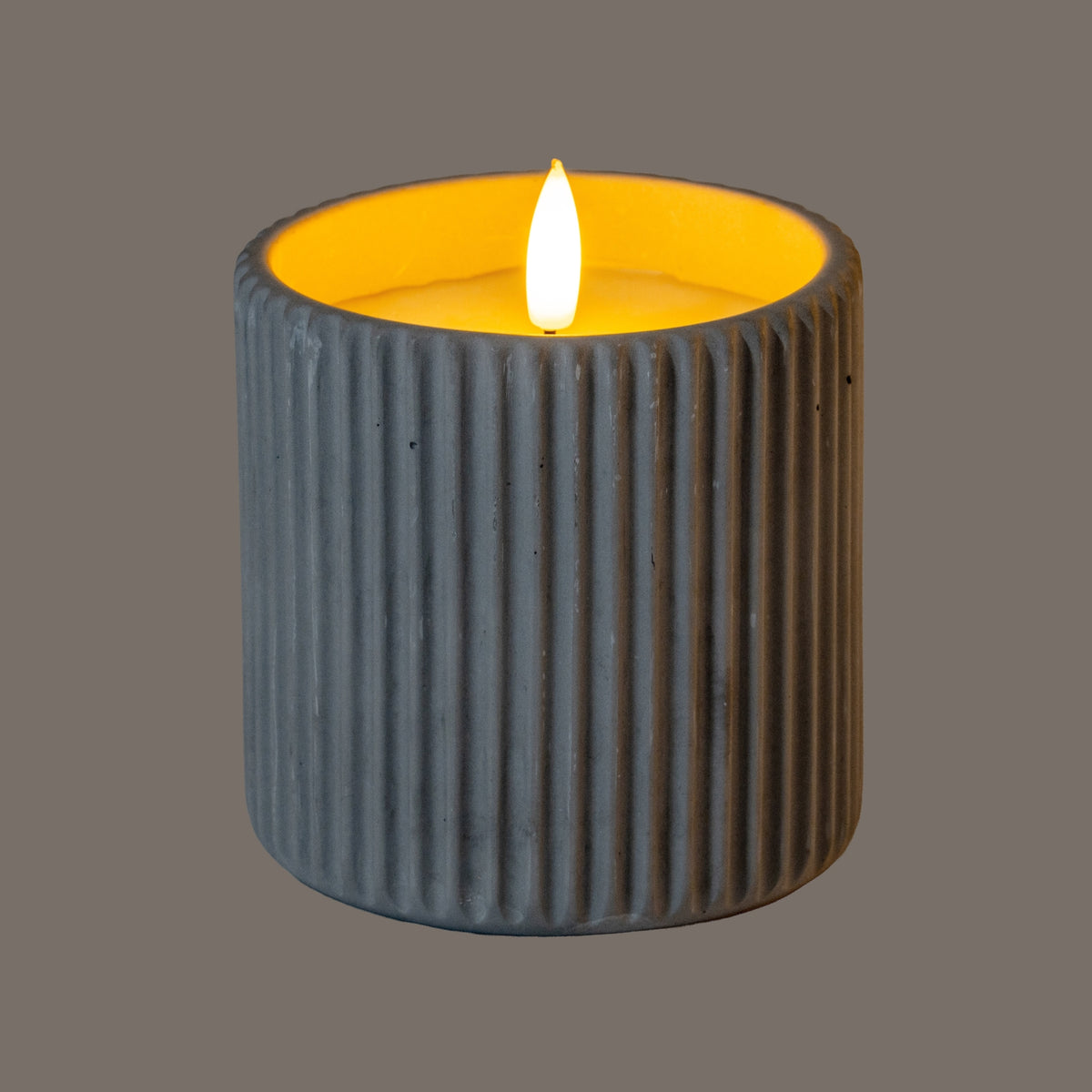 Luxe Collection Natural Glow Chalk Ribbed Large Led Candle - image 2