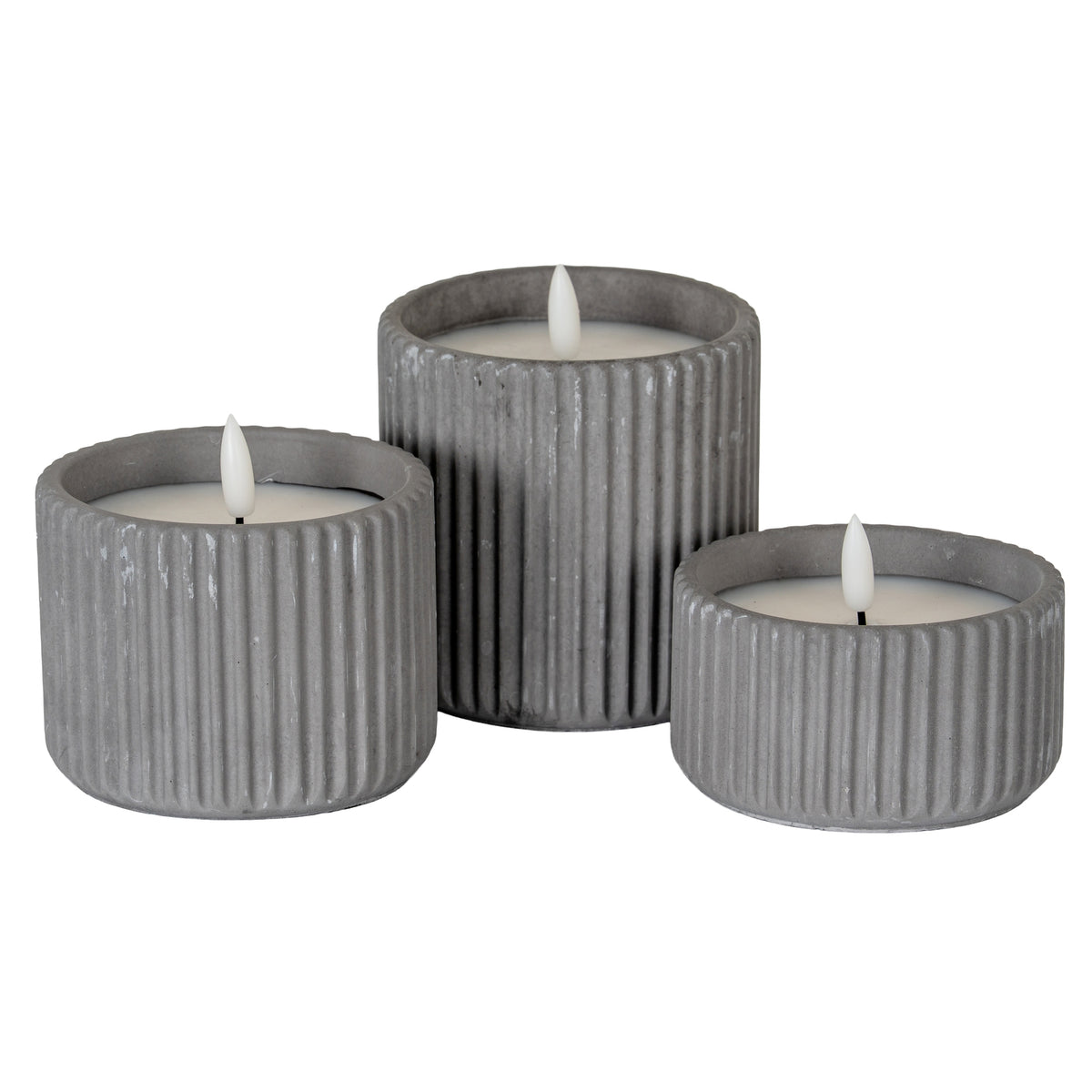 Luxe Collection Natural Glow Grey Ribbed Large Led Candle - image 3