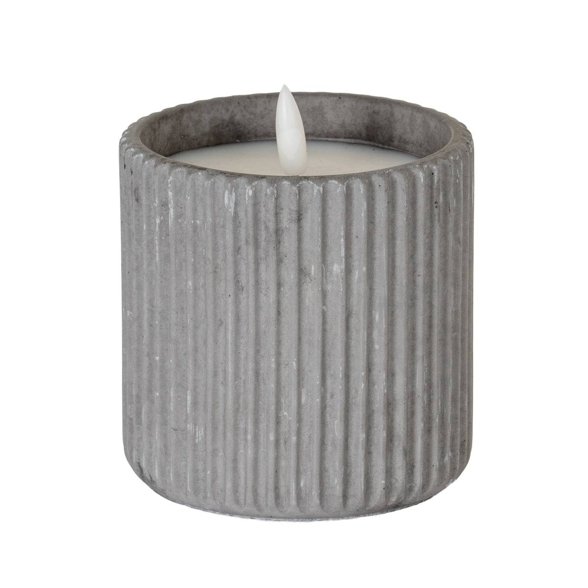 Luxe Collection Natural Glow Grey Ribbed Large Led Candle - image 1
