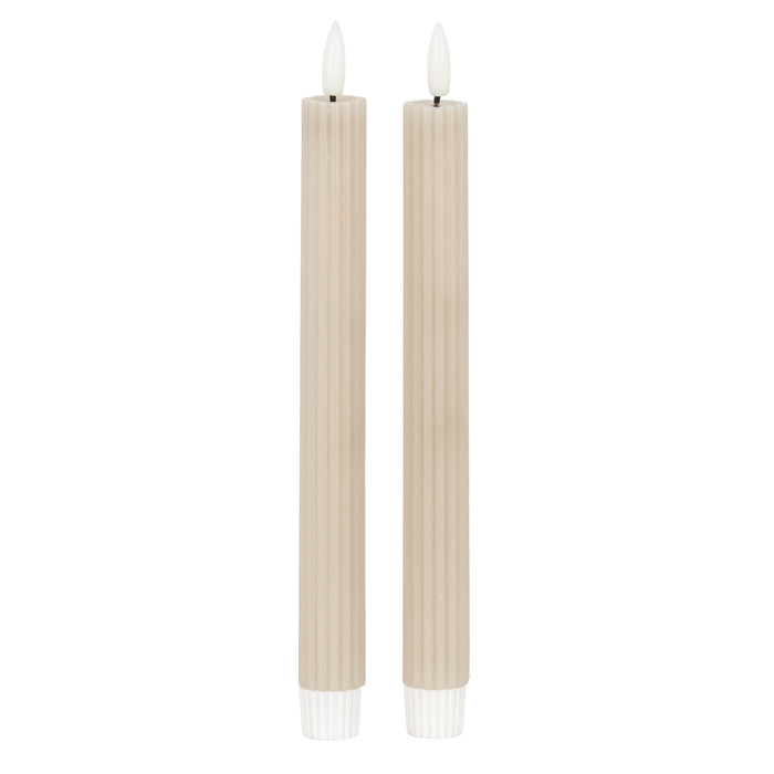 Luxe Collection Natural Glow Taupe Ribbed Taper Candles